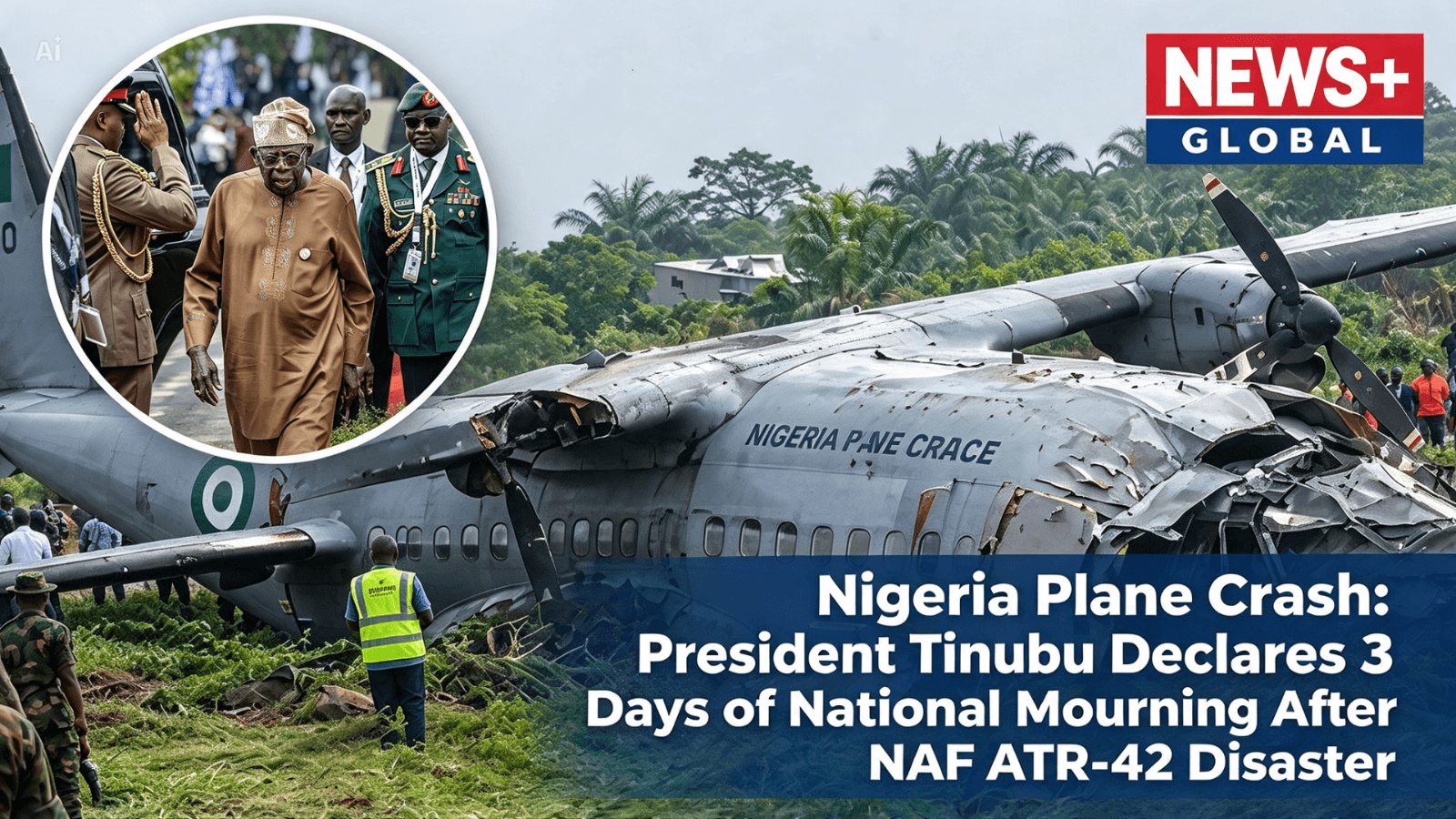Nigeria Plane Crash: President Tinubu Declares 3 Days of National Mourning After NAF ATR-42 Disaster.